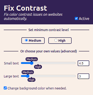 The Fix Contrast settings